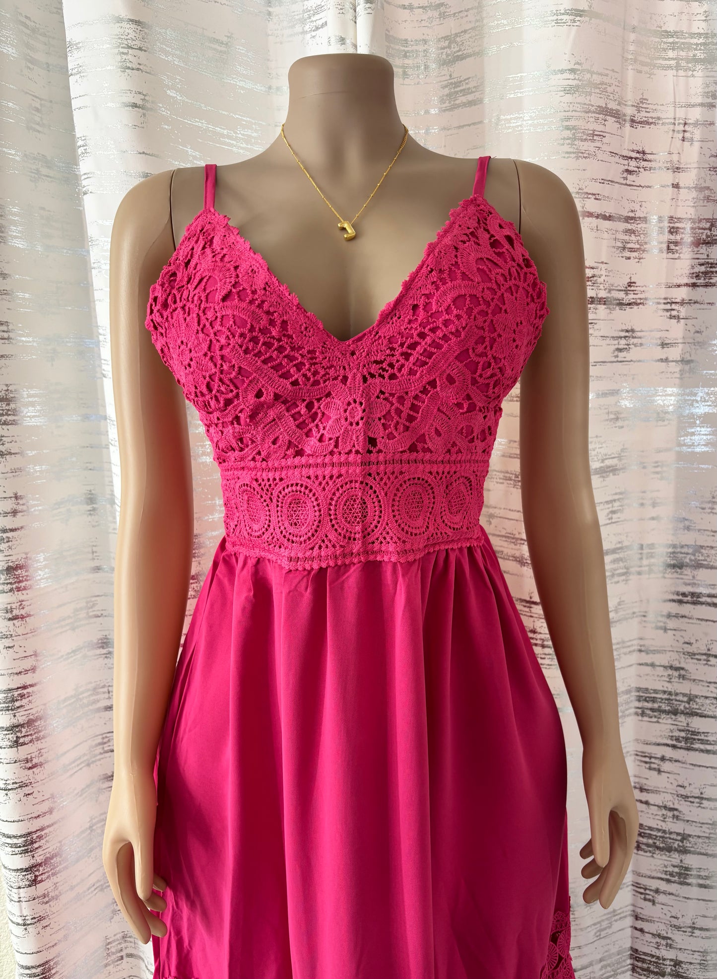 V NECK CROCHET DRESS
