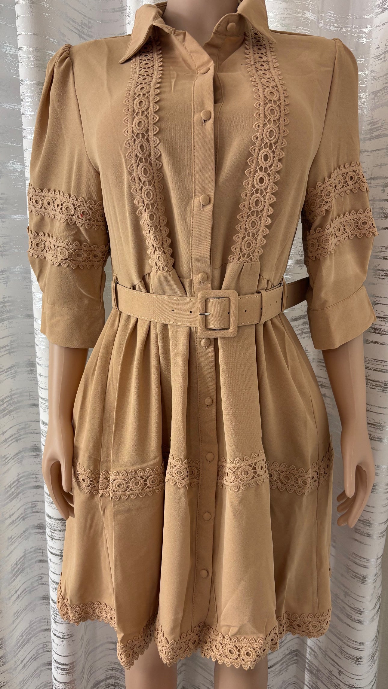 CROCHET BELTED DRESS