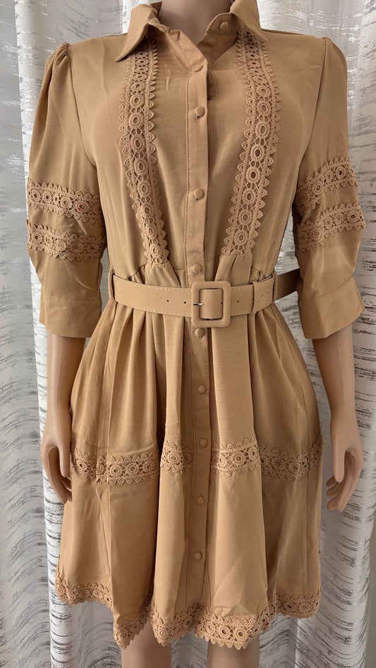 CROCHET BELTED DRESS