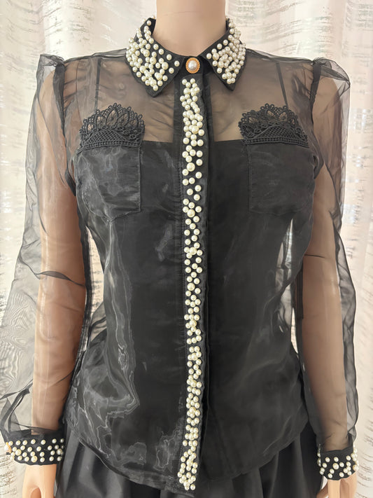 EMBELLISHED ORGANZA BLOUSE