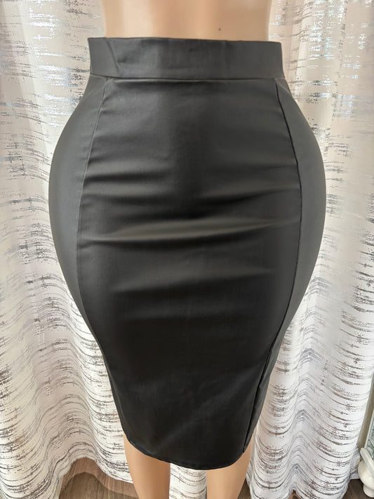 MIDI LEATHER SKIRT