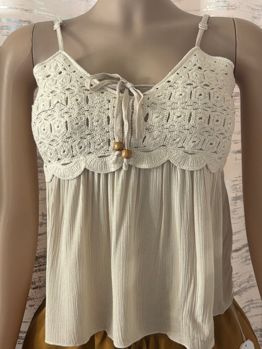 NATURAL CROCHET TOP