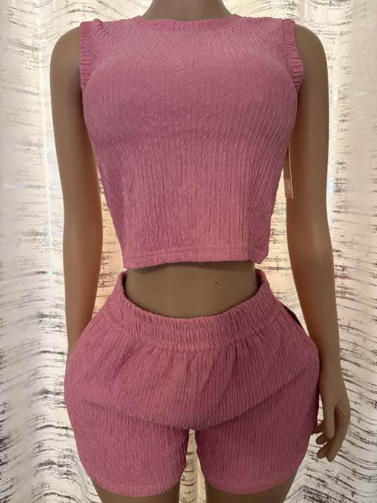 SLEEVELESS CROP TOP SHORT SET